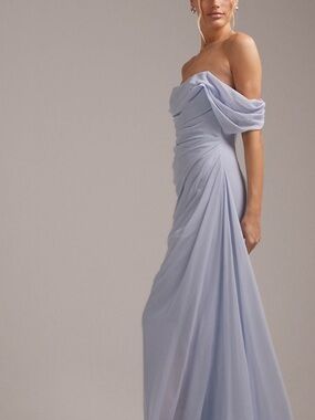 ASOS Light Blue One-Shoulder Draped Gown